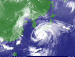 台風6号（気象衛星画像2011年7月19日8時15分、気象庁）