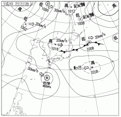 天気図（2012年7月17日12時、気象庁）